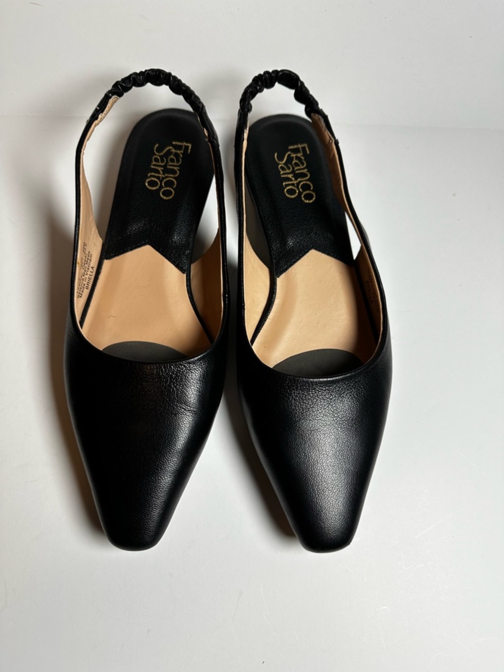 Franco Sarto Briella Black Pointed Slingback Flats size 7